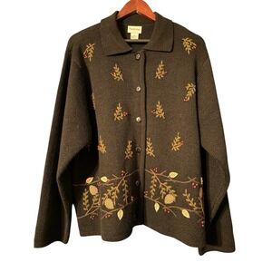 Vtg Crystal Kobe Cardigan Women XL Cottagecore Whimsigoth Cabincore Embroidered
